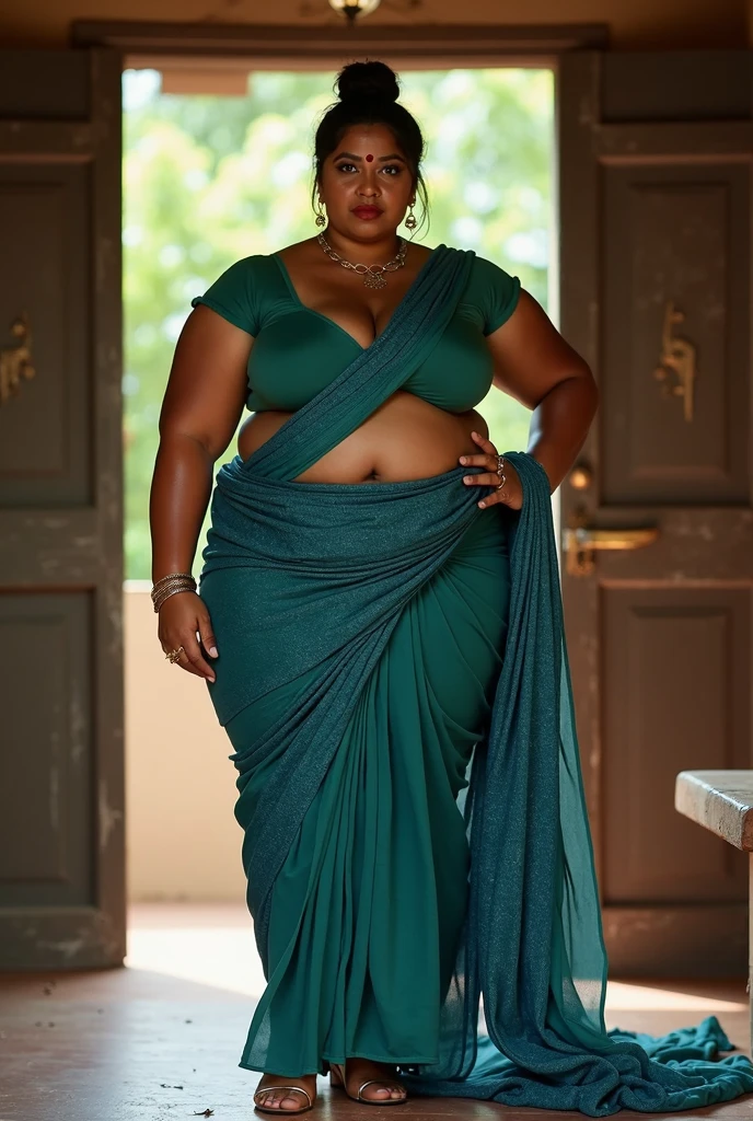 Realistic Representation of Savita bhabhi, tempting figure, busty aunty, goddess of lust, cougar lady, mommy, mommy figure, bulky figure, big milkers, doodhwali, sizzling hot, lonely Nextdoor aunty bhabhi , chubby aunty, profuse sweat, sweating skin, sweat dripping body makes her irresistibly hot, inspired by famous Indian adult comics by amarshrostha, Foto RAW, photorealistic, photography, full body shot, 50 years old Woman, master shot, perfect eyes, goddess like beauty, pierced eyes, perfect thick chubby mallu Desi aunty bhabhi, Wearing a Stanapatta, a chest-band.Saree model, model Photography, Indian saree shoot, Indian traditional wear advertising photography, traditional wear brand shoot, face of Indian actress Sonakshi Sinha, masterpiece, realistic, realism, incredible details, pleasure, photorealism, detailed skin, skin pores, high contrast, photorealistic Artstation 8k HD digital art trend of high definition and detailed realistic skin texture, ultra detail, realistic skin texture, armature, best quality, ultra high definition, (photorealistic:1.4),, high resolution, detail, raw photo, sweat, Re sharp, by Lee Jefferies Nikon D850 Film Stock Photo 4 Kodak Portra 400 Camera F1.6 Lens Rich Color Ultra Real Realistic Realistic Textures Dramatic Lighting Unreal Engine Trending at Art Station Cinestill 800,(pele altamente detalhada: 1.2), 8k UHD, DSLR, soft-lighting, alta qualidade, grain of film, Fujifilm XT3,she didn't like to wear blouse or bra, she is happy to wear only saree, she hates blouse or bra, detailed hairy armpits, hyper realistic skin, skin pores, veins, wet body, hyper realistic sweaty body, sweat, veins, short hairs on armpit, stubble armpits, hyper realistic hairy armpits, low waist saree,