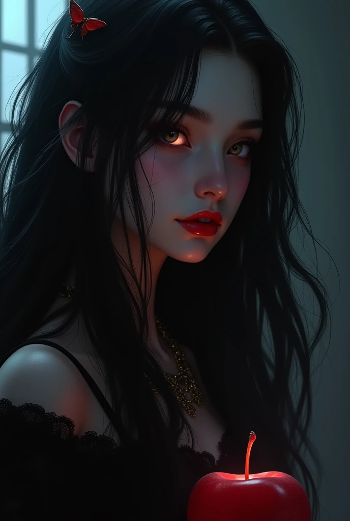 (Realistic:1.5), (((editorial photography))), (((extremely detailed))), ((masterpiece)), (gorgeous gothic woman in black red spider's web), dramatic lighting, (cinematic light:1.1), full body, (cute sexy:0.8), (cute face:1.2), Pleasure, faded colours, depth of field, 35 mm, analog photo style, gothic background, red splash particles with small luminism, spiders around, sunset, red dawn, dark atmosphere, medieval, intricate hair, inricate small details, (pale skin), hair ornament, long black hair, (fantasy world), (textured skin:1.4)