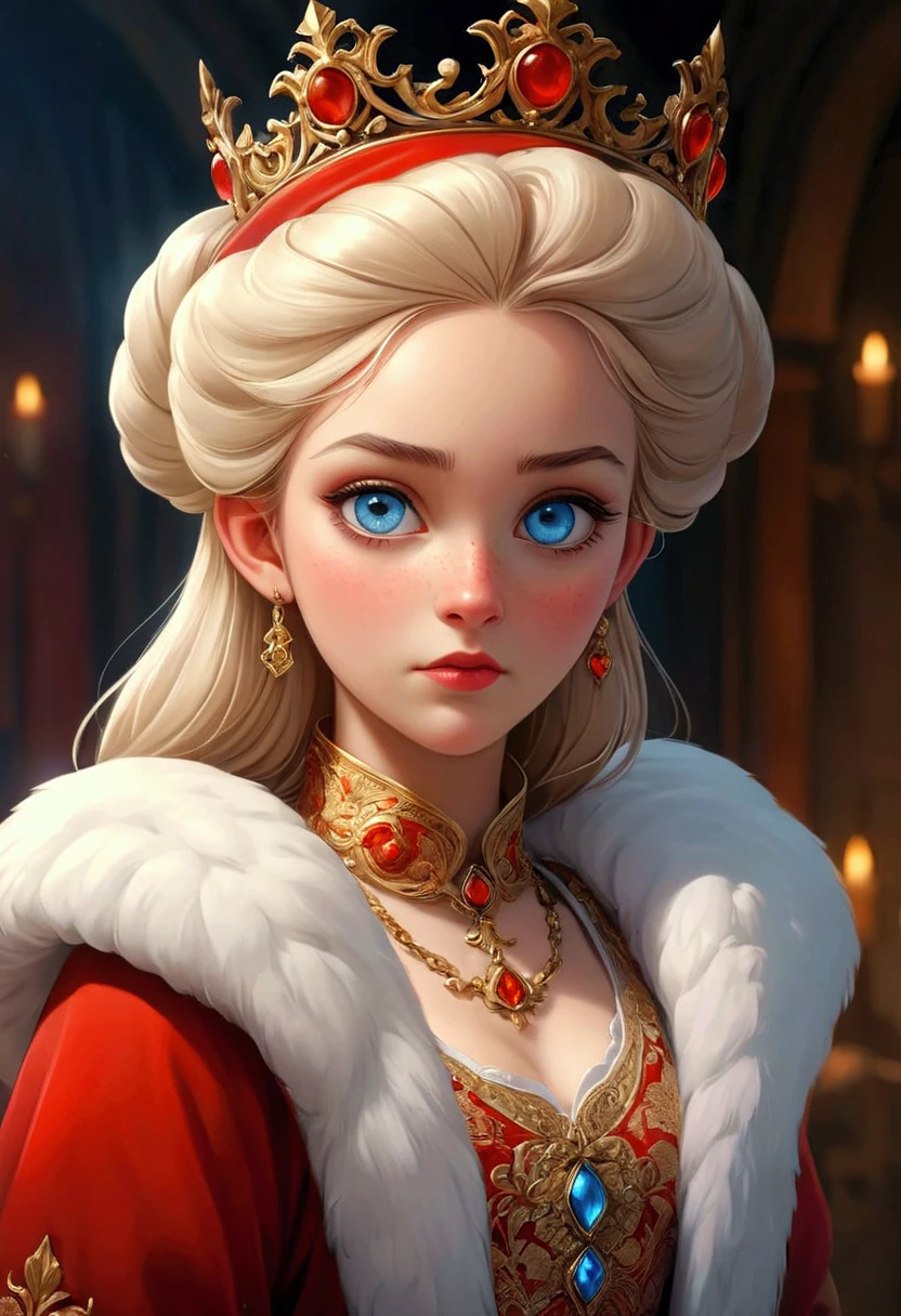 un hermoso retrato De emperatriz,  blond hair ,  perfect blue eyes , with a brilliant, imposible golpeanDo gran tocaDo De NaviDaD, ropa De Santa Claus, ToDo lo naviDeño, snow, symmetrical, iluminación Dramática De estuDio, rococo, Baroque, verDuras, asian, hyperrealism,  close up , D&D, fancy, intrincaDo, elegant, altamente DetallaDo, pintura Digital, Estación De arte, renDerizaDo octano, 8K,  concept art , death,  enfoque nítiDo, en el centro De un pasillo largo formaDo por pilares