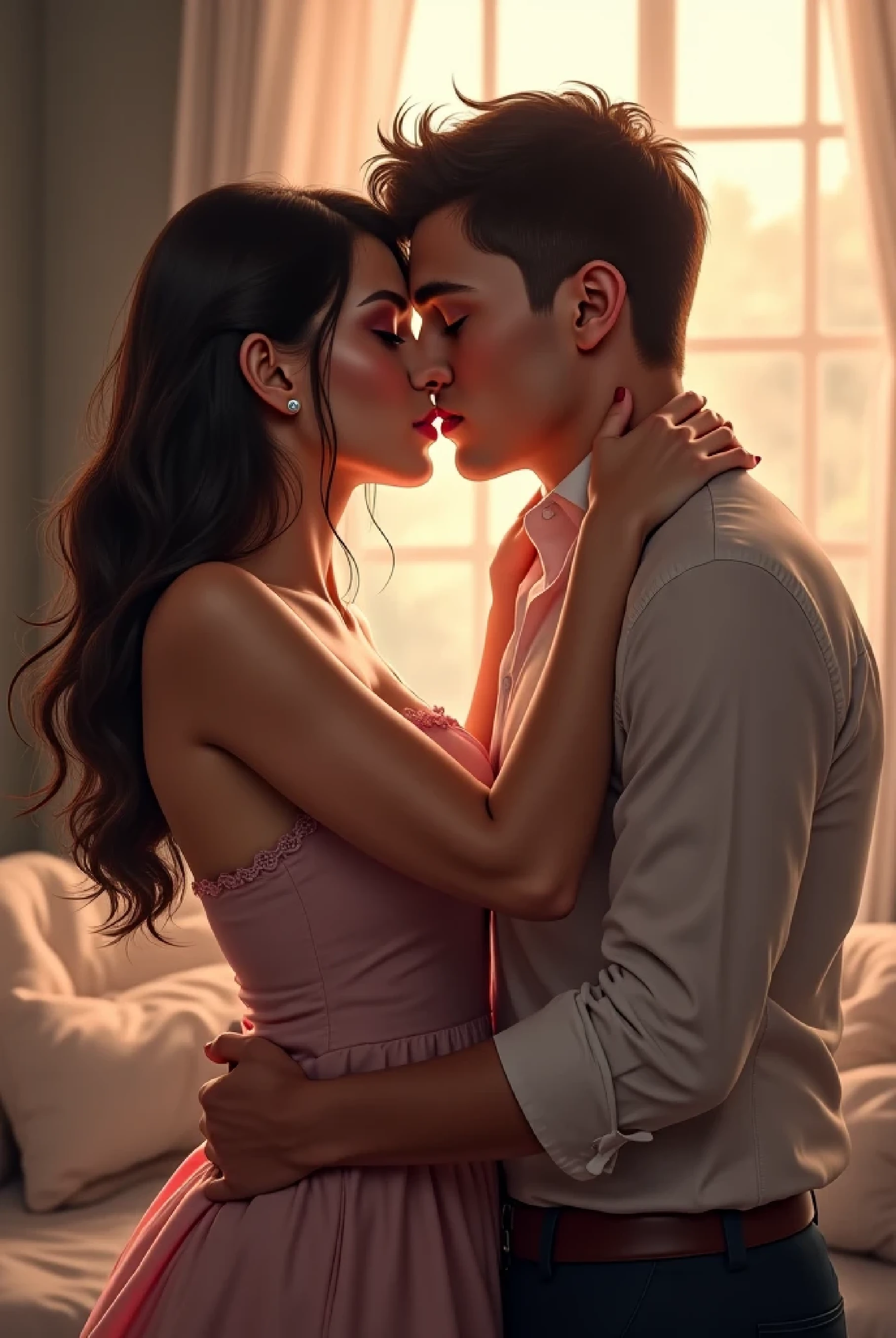 After the kiss, the woman declares her love for the man