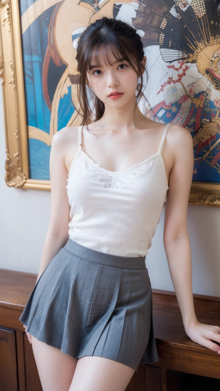 ((Wide-angle photography, Sex Photo, Clear photos, Take a full body photo:1.5)),
(Trendy fashion for work, Crew neck short sleeve T-shirt, Long skirt, Colorful clothes:1.6),
(No bra, The shape of the nipples is visible,rich,Beautiful thighs,Ultra-detailed skin,Small pores in the skin:1.4),

((Her body is incredibly beautiful and stylish, She has an angry look:1.4)),
((Cowgirl, Sexy outfit, Touching the nipples:1.5)),

((32 years old, Beautiful sister in law, Naughty lips, Sexy body, Body facing forward:1.4)),
((Small breasts, Flat Chest, chest is slightly drooping:1.2)),
((Large bedroom, Spotlight:1.4)),

Eye focus, Narrow shoulders, Beautiful clavicle, Thin arms, Thin legs, The back of the hand is beautiful and feminine, Slim figure, Soft belly, Tight waist, Highly detailed face, super detailed breasts, Ultra-detailed skin, Fair skin, Shiny skin, Ultra-detailed lips, Fuller lips, Thick and soft lips, Glossy pink lips, Blushing, White teeth, blue eyes, Beautiful actress makeup, Intense and cute makeup, Pink lipstick, Dark brown hair, Delicate and soft hair, (Put your hair up, Fluffy short bob, ponytail:1.2), (Sweep your bangs to the side:1.2), (Stylish earrings,necklace:1.2),
