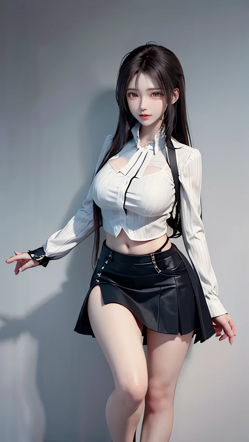(reality: 1.4),highest quality, masterpiece, high detail, 16K quality, beautiful, 1 beautiful girl,japanese,super beautiful face,baby face,japanese idol face,cute face,super detailed face,detailed hand,beautiful skin,oily skin,big eyes,profeccional lighting,ponny tail,black hair,brown beautiful eyes, big smile,standing, (skirt lift),big breasts,see through white shirt,(checked skirt),(white panties),(showing panties),cameltoe,black high socks,spread legs, she is looking at the camera,Skyscraper rooftop,blue sky, nsfw,back shot,from below,