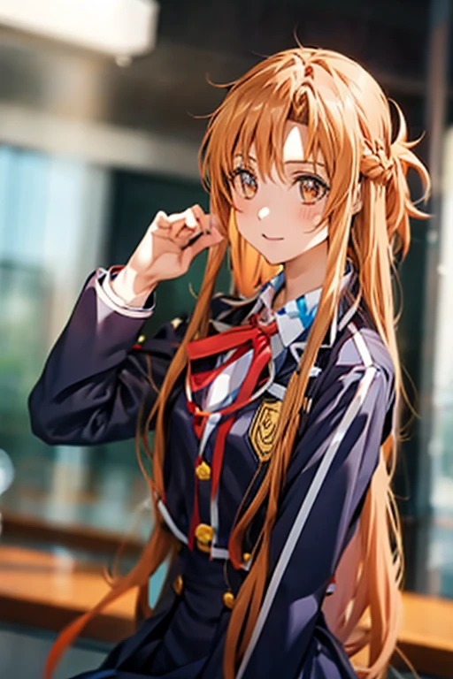 Yuuki Asuna, yuuki asuna, school uniform, neck ribbon, jacket, collared shirt, skirt, long sleeves, buttons, french braid,