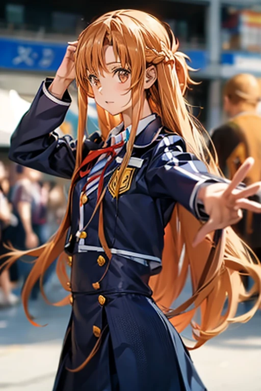 Yuuki Asuna, yuuki asuna, school uniform, neck ribbon, jacket, collared shirt, skirt, long sleeves, buttons, french braid,