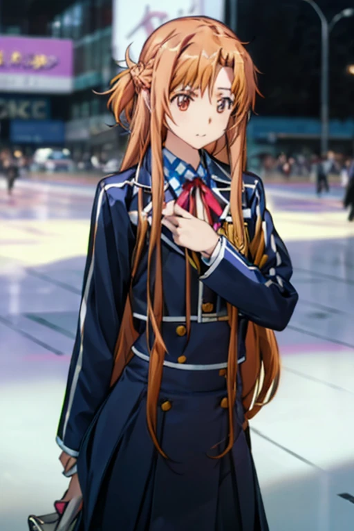 Yuuki Asuna, yuuki asuna, school uniform, neck ribbon, jacket, collared shirt, skirt, long sleeves, buttons, french braid,