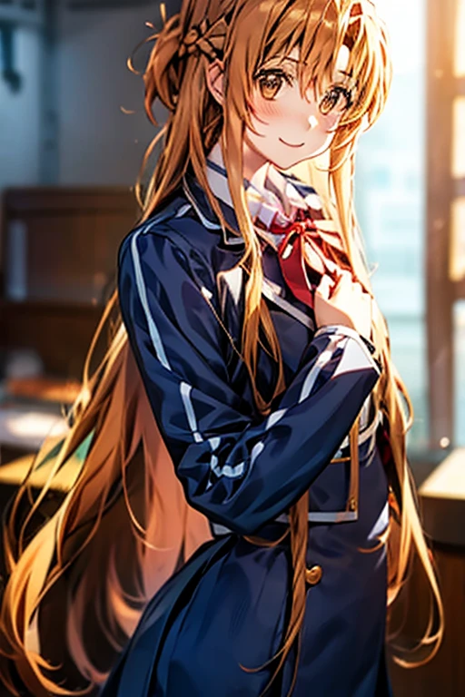 Yuuki Asuna, yuuki asuna, school uniform, neck ribbon, jacket, collared shirt, skirt, long sleeves, buttons, french braid,