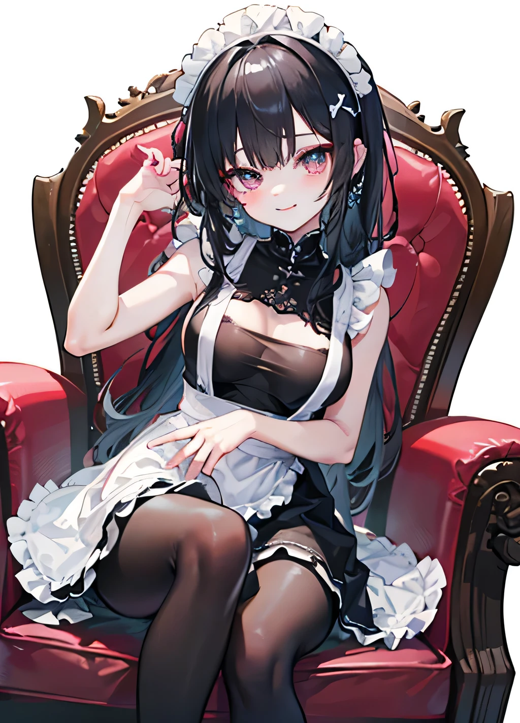 1girl, (solo:1.2), (cowboy shot:1.2), (Beautiful and detailed eyes description), (Beautiful and detailed face), Perfect female body, neat figure, slender waist, (young girl), (20 years old), long hair, red inner hair, black outer hair, very big eyes, glowing red eyes, big breasts, blush, shy, watery red lips,
mistress, (transparent mistress dress), (black gloves:1.2), (black pantyhose), high heels, necklace, earrings,
indoors, school nurse, hospital bed, window, white curtains, sunlight, squatting,
(best quality), (ultra detailed), (masterpiece), (highres), (original), (extremely detailed CG unity 8K wallpaper), character design, game cg, detailed manga illustration, single character