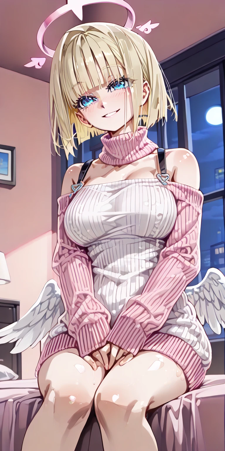 Pink and white off-the-shoulder short hair，，A great and dignified teacher, beautiful girl、(micro:1.4)Lace panties、avert your eyes、Huge breasts、((Lie on bed))、Lie、Disheveled Hair、(Pink blush)、(Enlighten)、[[Leg spread、Spread your legs]]、(solo)、Dynamic Pose、((Erect nipples))、(Female pubic hair)、(Puffy eyes:1.3)、 (Thin legs)、Hmph、Very detailed、Natural and harmonious composition、Fine art photography、Beautiful fingers,,blush,OL, end, Black suit jacket, Collared jacket, White dress shirt, Collared shirt, Neckline, button, strap, ID card on the neck, Black pencil skirt, Black Pantyhose,Stiletto heels,Business Bags,evening,sunset,whole body,avert your eyes,Embarrassing,blush, Outdoor rest, city,Destroy a building area (masterpiece:1.2), highest quality, High resolution, unity 8k wallpaper, (shape:0.8), (Fine and beautiful eyes:1.6), Very detailed顔, Perfect lighting, Very detailedCG, (Perfect hands, Perfect Anatomy),
