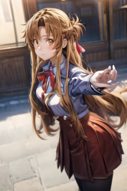 Yuuki Asuna, yuuki asuna, school uniform, neck ribbon, jacket, collared shirt, skirt, long sleeves, buttons, french braid,