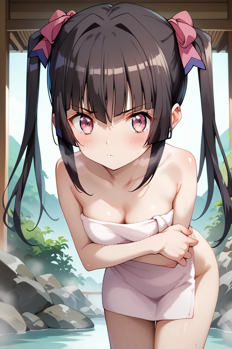 kanaotsuyuri, kanao tsuyuri, Black Hair, butterfly, butterfly hair ornament, (Purple eyes:1.1), side ponytail, ponytail, 
Upper body naked, topless, Bare Chest,Small breasts, 
break looking at viewer,
break outdoors, In the woods,
break (masterpiece:1.2), Highest quality, High resolution, unity 8k wallpaper, (figure:0.8), (Beautiful attention to detail:1.6), Highly detailed face, Perfect lighting, Highly detailed CG, (Perfect hands, Perfect Anatomy),(((Run through))),  Waving your arms, My chest is shaking