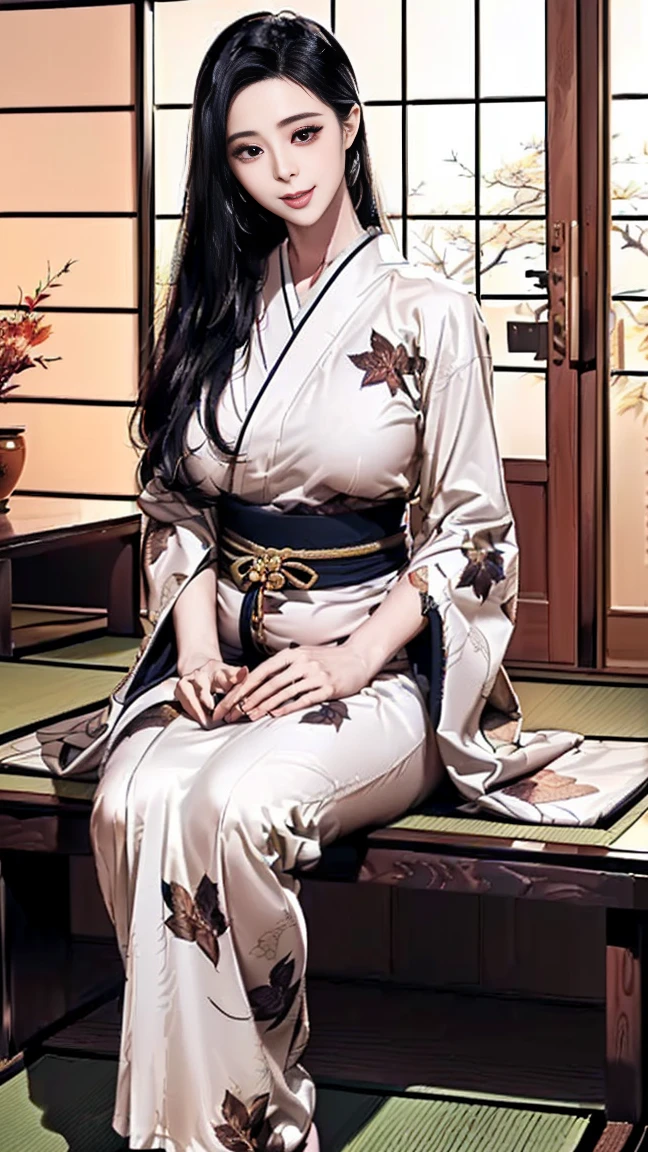 最high quality、high quality、Best image quality、8k、最High resolution、High resolution、最high quality、masterpiece、RAW Photos、whole body photos、Detailed and realistic human body、Detailed and realistic skin、Realistic face in every detail、Detailed and realistic eyes、Detailed and realistic lips、Detailed and realistic teeth、Detailed and realistic ears、Detailed and realistic hair、Realistic reproduction of every detail、((Beautiful Hands(thumb1、reference4))、Realistic feet down to the last detail、((Beautiful Japanese Girl))、(Japanese Model)、((18 year old beautiful girl))、(Black Hair)、(Random Hairstyles)、((whole body))、((Slim and perfect figure))、(Beautiful and firm breasts)、(whole body glossy skin、Fair skin)、Soft natural light、China dress、kimono、Ninja costume、Japanese tradition、Japan House、Japanese Style House、Tatami room、((Colorful see-through(Floral Ninja Costume))、((Sit Japanese style on the tatami floor(Boldly show off your thighs))