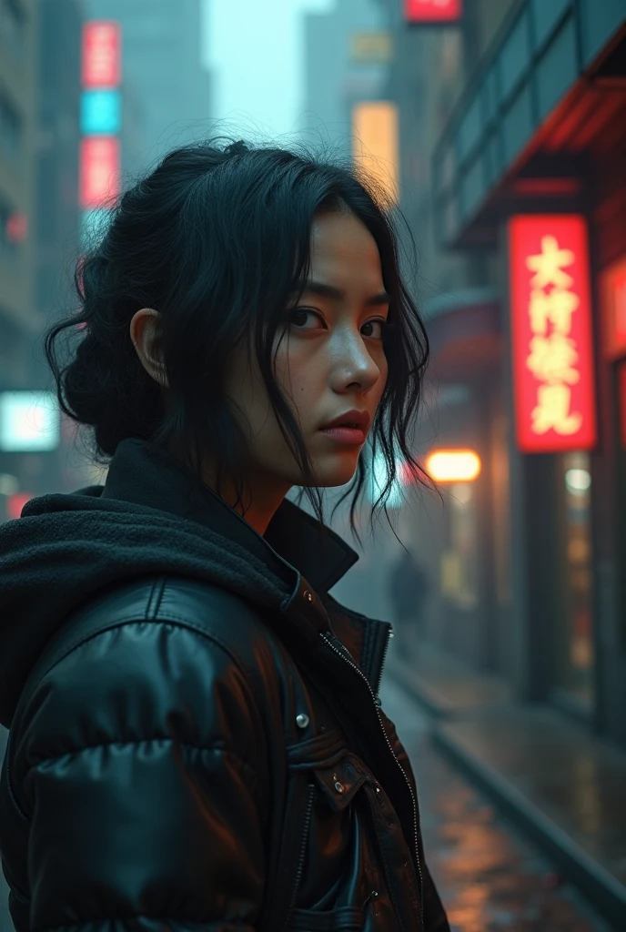 glamour shot of samurai, the Cyberpunk samurai, surrounded by city neon lighting, realistic, realistic, morbide, dark, very detailed, rendered in octane, wet, dense atmospheric, epic, dramatic, empty, creepy, trail cam footage, photorealistic, hyperornate details, photographed by Irakli Nadar and Reylia Slaby, bokeh, particuls, ultra detail