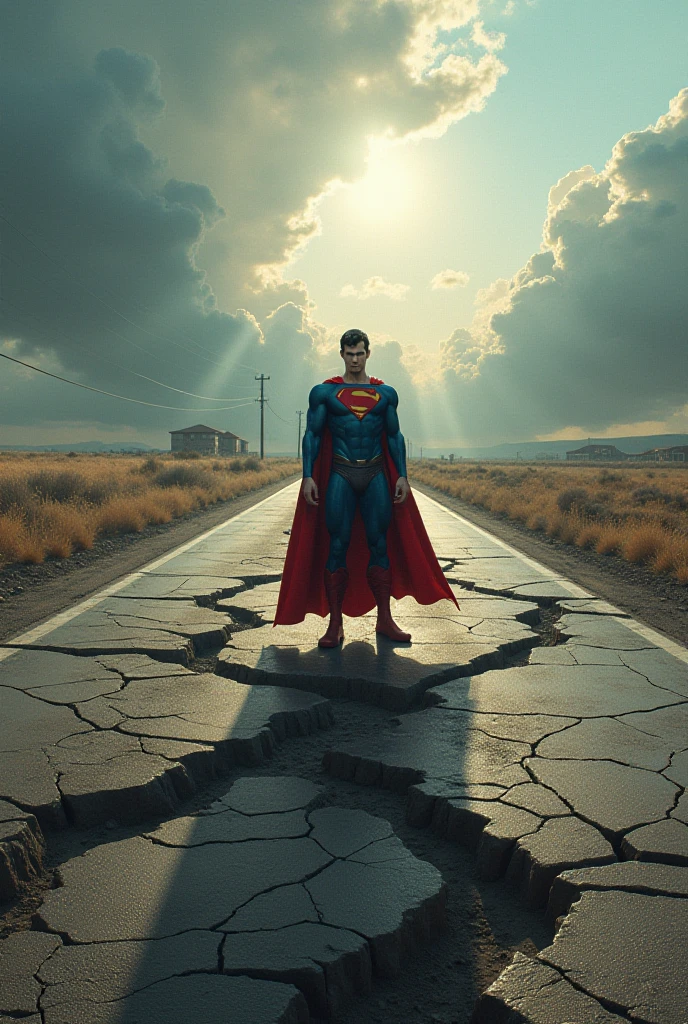Superman seeing bangladeshi flood victims from the window
