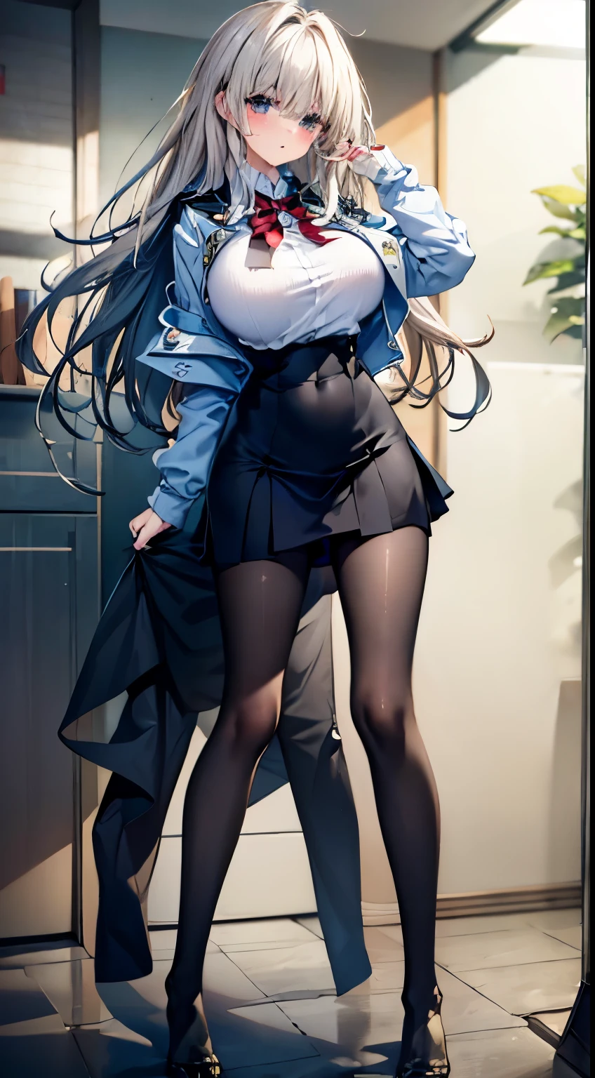 (masterpiece:1.3, Highest quality, Ultra-high resolution, Very detailed), (Realistic:1.1, photoRealistic:1.4), Beautiful illustrations, Perfect lighting,Written boundary depth, Beautiful detailsまでこだわった髪, Beautifully detailed face, Beautiful details, Beautiful clavicle, Beautiful body, Beautiful and juicy breasts, Beautiful thighs, Beautiful legs, View your audience, 1 Girl,Perfect Face, (Perfect Anatomy, Anatomically correct), Cute and symmetrical face、、((Panty stocking)),(Inside the office),(かわいいsmile, smile)、Sexy Body、(masterpiece),(Highest quality:1.3),8K,Very clear,(Ultra-realistic), One girl,Wide shot,((Large Breasts)),Wide Hips,Beautiful Legs, Captivating Women, (((White collared shirt))),((Black long hair、Dark Eyes)),Sexy girl,((pantyhose)),Office Lady,, Glasses,Depth of written boundary