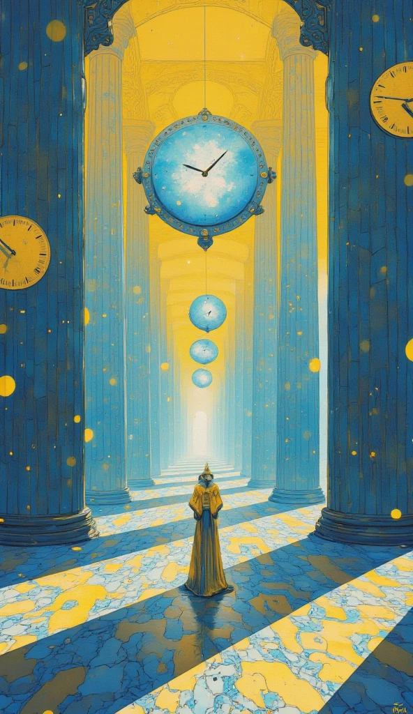   Infinity Corridor Illustrated  , Ultra Realistic Composition  ,   Neo-Surrealist Digital Art, Digital Artwork  , Surrealist Conceptual Art  ,  dreamy art  ,Photo Graph  ,  ultra high definition ,    very detailed,clock, metronome ,A strange world of dreams