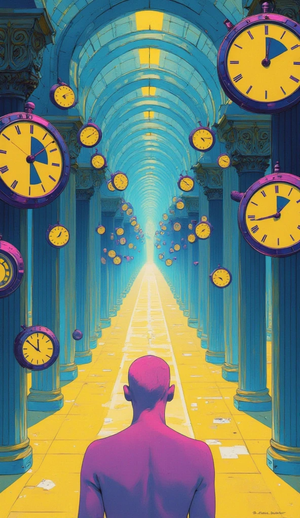   Infinity Corridor Illustrated  , Ultra Realistic Composition  ,   Neo-Surrealist Digital Art, Digital Artwork  , Surrealist Conceptual Art  ,  dreamy art  ,Photo Graph  ,  ultra high definition ,    very detailed,clock, metronome ,A strange world of dreams