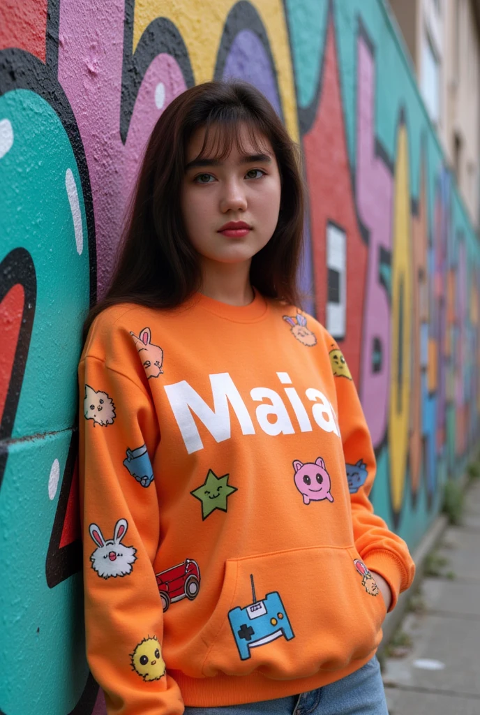 Buatkan seorang pria rapper memakai topi kebalik, memakai hoodie merah memakai celana putih pendek