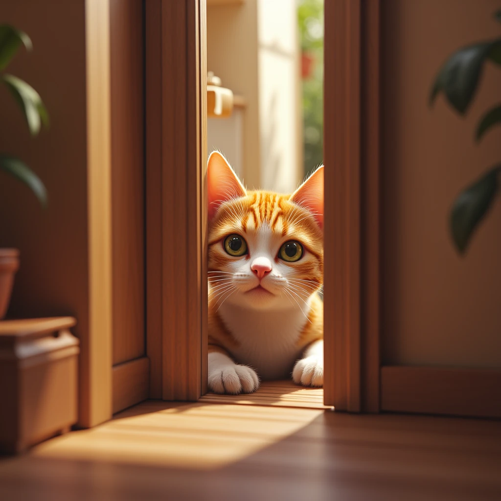 When I looked through the doorscope, the cat was also peeking