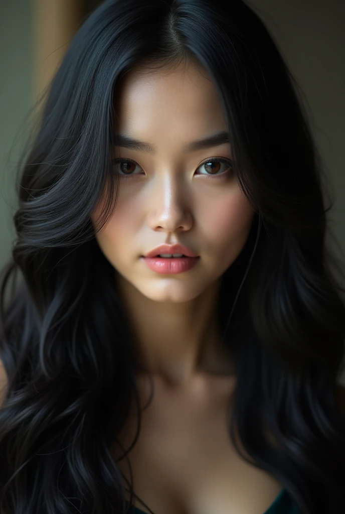 ((Masterpiece Real Photos 8K Wallpaper))I want to create the woman I desire.She is about 2. She has long, straight, black hair that reaches her waist..She is a young oriental woman with a figure in line with the golden proportions of the human body, exquisite facial features, and a healthy complexion..