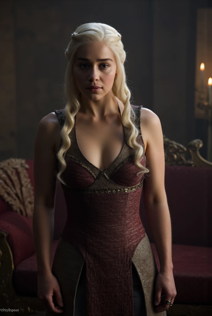Masterpiece, Daenerys Targaryen, Gorgeous woman, queen, Queen Lady, Princess of Dragonstone, black mole on breast, The Unburnt, Queen of Meereen, Queen of the Andals, the Rhoynar and the First Men (claimant), Protector of the Seven Kingdoms (claimant), Khaleesi of the Great Grass Sea, Breaker of Shackles, Mother of Dragons, The One Who Was Promised, Lady of Dragonstone , 35 years Old, she is a Full growned lady now, beautiful mature lady, the queen, milf beauty, mature queen, Best quality, a small, charming Beauty, a captivating woman, fully ripen milf body, lustful queen, alluring appearance, unrivaled beauty, wonderful breasts, large breasts, mediaeval erotic costumes, a Game of Thrones-inspired costume, a close-up of a woman from the middle ages, Daenerys Targaryen, Daenerys, resembles Emilia Clarke, Emilia Clarke, scene from "Game of Throne," deep cleavage, warrior princess, healthy body, perfect thick body, attractive figure, fleshy body, style of "Game of Throne," beautiful lady, beautiful woman, mediaeval clothes, stunning woman, 8K, insane details, dress made of clothes and jewelry, perfect hair, styled hair, high clarity eyes, perfect hands, perfect fingers, perfect eyes