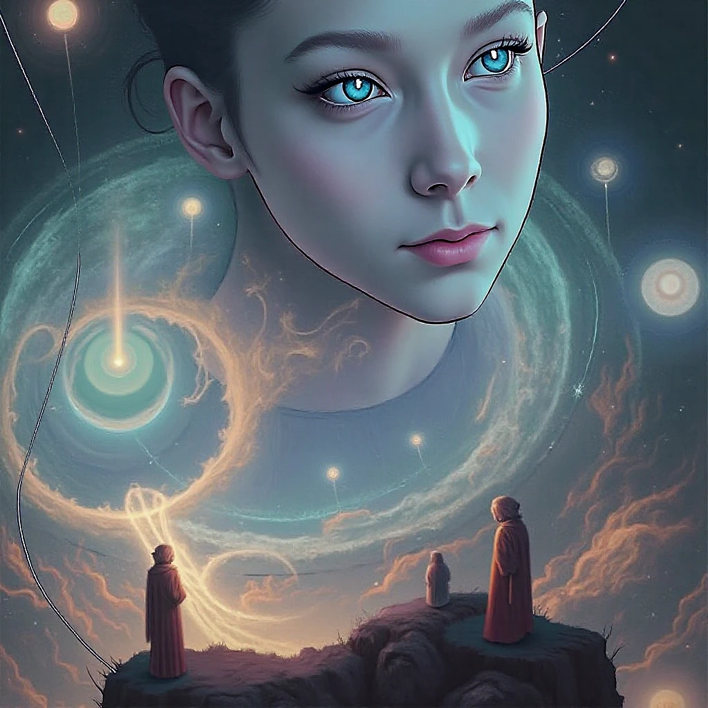 Incredible and spectacular scene, a "((high quality)), (detailed)), ((fantasy)), illustration, perspective (45 degree tilt angle), theme (enchanted forest style), scene elements (handsome boy, beautiful girl), picture quality (3D rendering effect), exquisite details, beautiful lights "emerge from glowing clouds, fractal nebula lines, cosmic entities, celestial bodies, universes, vibrant and vivid, swirling, rotating, impractical, high contrast, co-metabolic, magical, mysterious, mysterious, surreal, Oversaturated, colorful