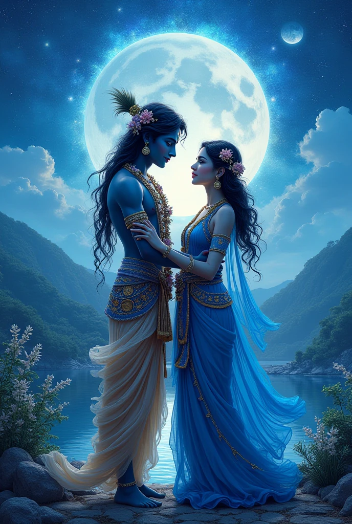 Radha Krishna coming for blue night. Ultra high quality