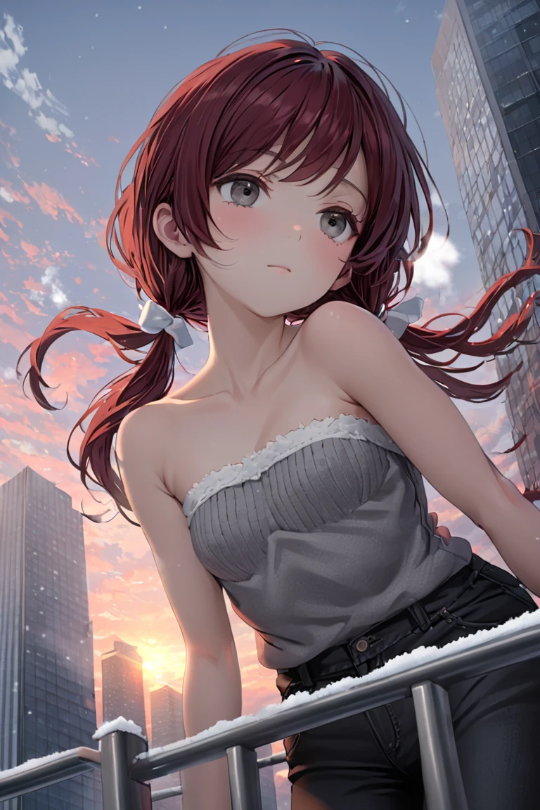 (masterpiece:1.3, top-quality, ultra high res, ultra detailed), (realistic, photorealistic:1.4), beautiful illustration, perfect lighting, natural lighting, colorful, depth of fields, ,
beautiful detailed hair, beautiful detailed face, beautiful detailed eyes, beautiful clavicle, beautiful body, beautiful chest, beautiful thigh, beautiful legs, beautiful fingers, shiny skin,
looking at viewer, 1 girl, high school girl, (perfect anatomy, anatomically correct, super detailed skin), cute and symmetrical face, face, perfect face, perfect eyes, slender,
(short hair, low ponytail, pink hair), bangs, light brown eyes, slant eyes, long eye lasher, (medium breasts, seductive thighs),
((short sleeve off-shoulder white shirt, black halterneck camisole, denim mini skirt), red hair chouchou),
(beautiful scenery), evening, (city sidewalk), squatting, arms behind head, spread legs, (lewd face, blush),