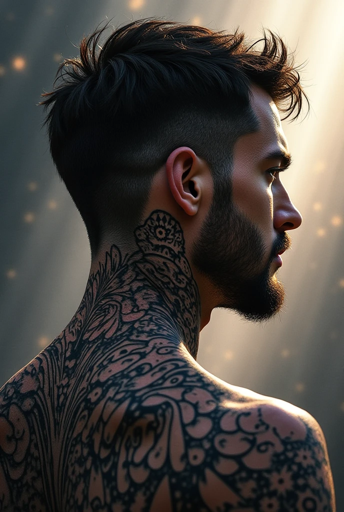 ~*~Breathtaking~*~ Cinematic realistic close-up shot in a movie scene, vibrant and highly detailed cores presented in cinemascope, creating a moody atmosphere. head close-up, front camera, handsome man, ritualistic (neck tattoo: 1.3), (incredibly detailed: 1.5), ((Alone)), Illustrated, hand-drawn, full-color movie poster of a masculine man, 28 years old, ruddy skin, stocky physique, soft belly, slightly chubby, deep brown eyes, wide bulbous nose, full lips, black hair, curly hair, eyebrows thick and bushy, extremely hairy chest, stomach and arms, lots of body hair, hard shadows, graphite shading, stencil markings, airbrushed acrylic paint, masterpiece,muscular man, in underwear, ((full body: 1.7)), (short black hair: 1.1), (muscular), by Jeremy Mann, by Sandra Chevier, by maciej kuciara, smoke and shadow, night, Sharp, ((Perfect body)), realistic, real shadow, 3d, ((full body)), ((dark and gloomy universe)), (by Michelangelo), glamorous photo of man (close up: 1.5), 1 man, chubby man with chest and arm tattoos, fantasy male portrait, beautiful realistic full body part, tattooed man, shirtless :: high detail, blessed waters wlop style, ma demon fit, hyperrealistic rendering, photorealistic art style, hyperrealistic 3D rendering, detailed full body part, man artstation aesthetic, realistic face and body, photographed by famous photographer in CANON 5D MARK, detailed skin with all raw details - ar 4:6 --q 2 - -s 750 --v 58k, 4k, by the sea in complete darkness and appears alone. , (ruined: 1.5), (best quality: 1.5), (masterpiece: 1.5), (best quality, 4k, 8k, high resolution, masterpiece: 1, 2), ultra detailed , (realistic, photorealistic, photorealistic: 1.37) , colorful, brushstrokes, sculptural quality, man, man, 30s, ((perfect face, ((male face)), (fantastic:1, 5), (best quality :1.5),((whole body:2.9))
