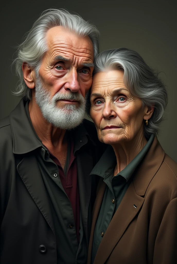 Adult geriatric man and woman with depression 