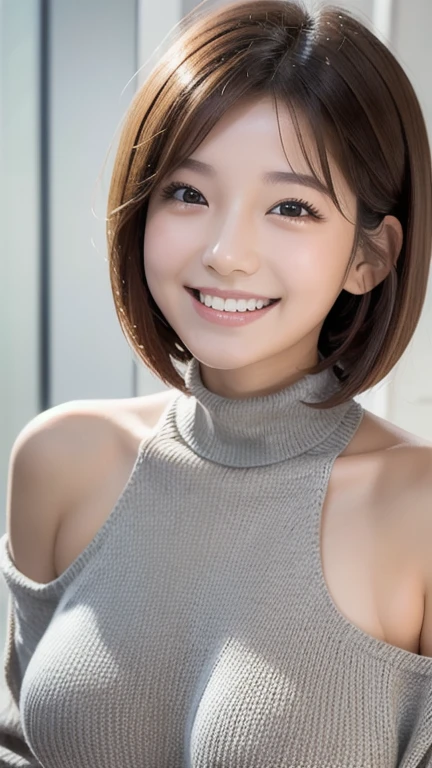 (((masterpiece))),(((High resolution)))、(((8K)))、(((perfect face)))、(((Korean idol)))、20 years old、((sleeveless turtle neck, business super mini pencil skirt)), ((top quality eyes)), detailed texture, ((high resolution face)), cute smile