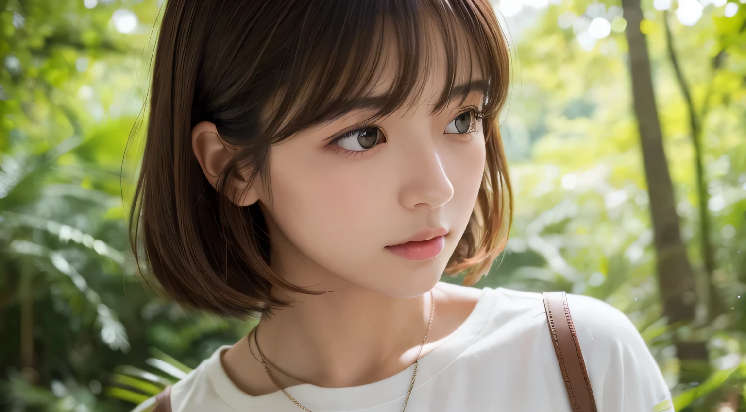 highest quality, Face Focus, Soft Light, Ultra-high resolution, (Realistic:1.4), RAW Photos,((Short Bob Cut))、One girl, alone, cute, (pupil, Light in your eyes),  Beautiful face in every detail, (Small box),(High resolution detail of human skin texture),(Short Bob Cut),Maruface、Drooping eyes、Beautiful double eyelids、K-popアイドル、
indoor,camisole,(Portraiture)