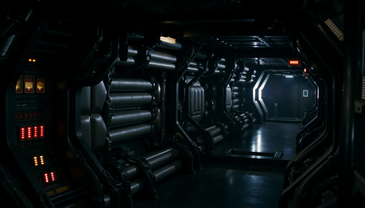 ohwx set design, a photo of  the movie alien romolus interior set design, cinematic lighting