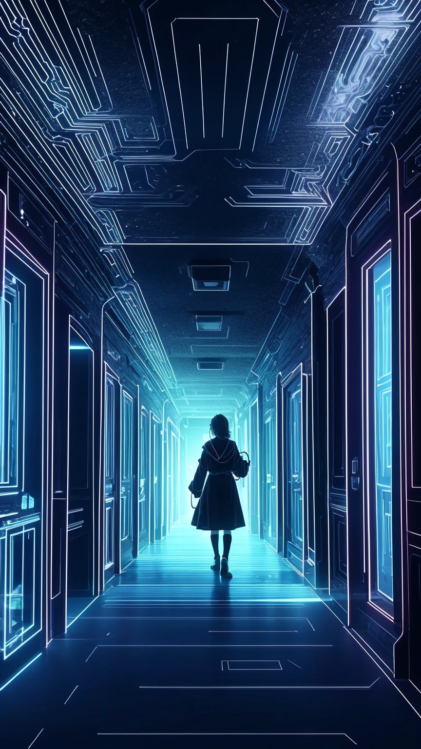 A hallway that never ends、Demon King's Corridor、Demon Realm Corridor 、 Alien Hallway 、
 a dim hallway 、Spooky Night、Long night ， there is always something in my imagination 、An endless hallway、Endless Corridor/An endless promenade/A never-ending hallway、An endless hallway、A hallway that never ends、
