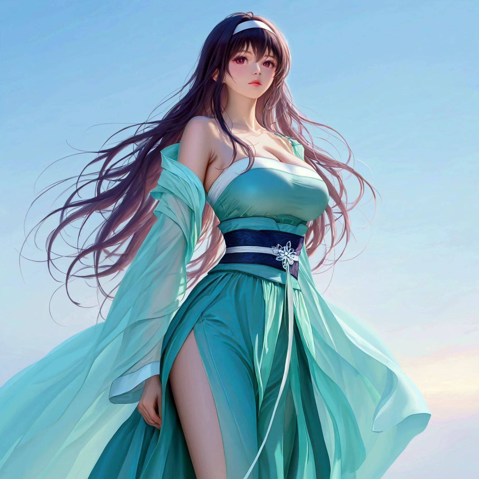 (kasumigaoka_utaha:1.3), huge breasts, (very long hair:1.0),  cowboy shot, 
masterpiece, best quality, realistic, 8k, official art, cinematic light, ultra high res, perfect female body, sharp focus, guofeng, hanfu, 1girl, solo, chinese clothes, realistic,