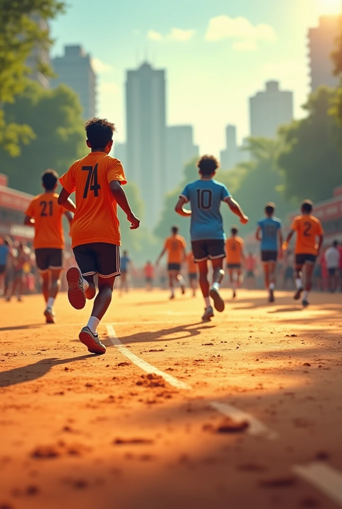 A teen age boy running in his kho kho ground written his name Ashutosh and jersey number 25 on his jersey