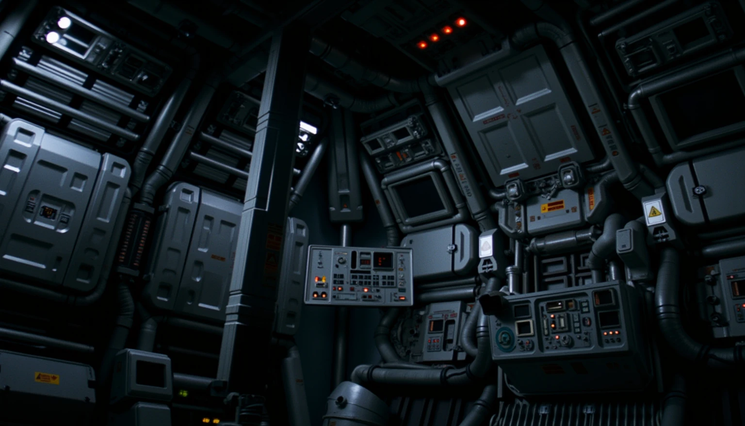 ohwx set design, a photo of  the movie alien romolus interior set design, cinematic lighting