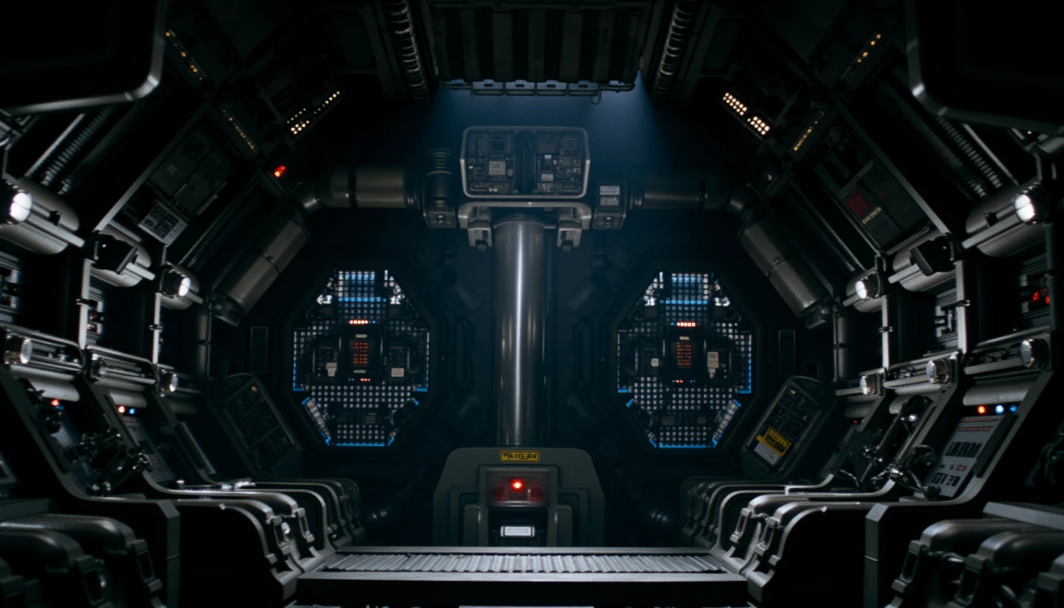 ohwx set design, a photo of  the movie alien romolus interior set design, cinematic lighting