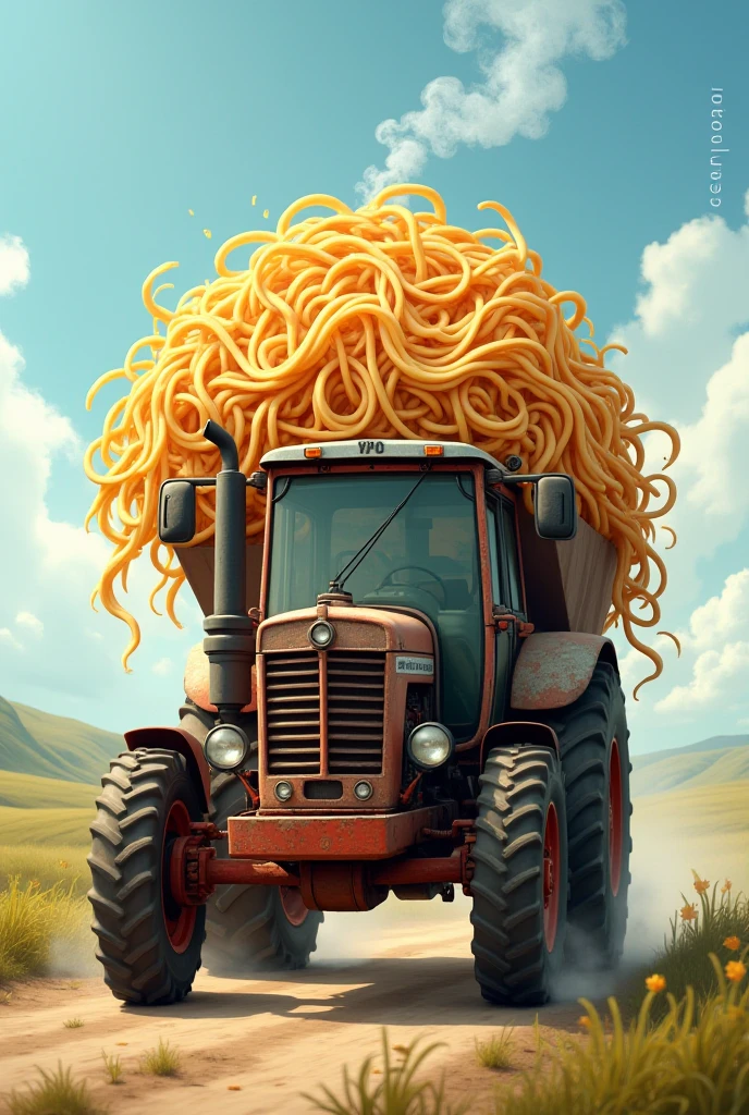 Tractor engine eating worms with kids