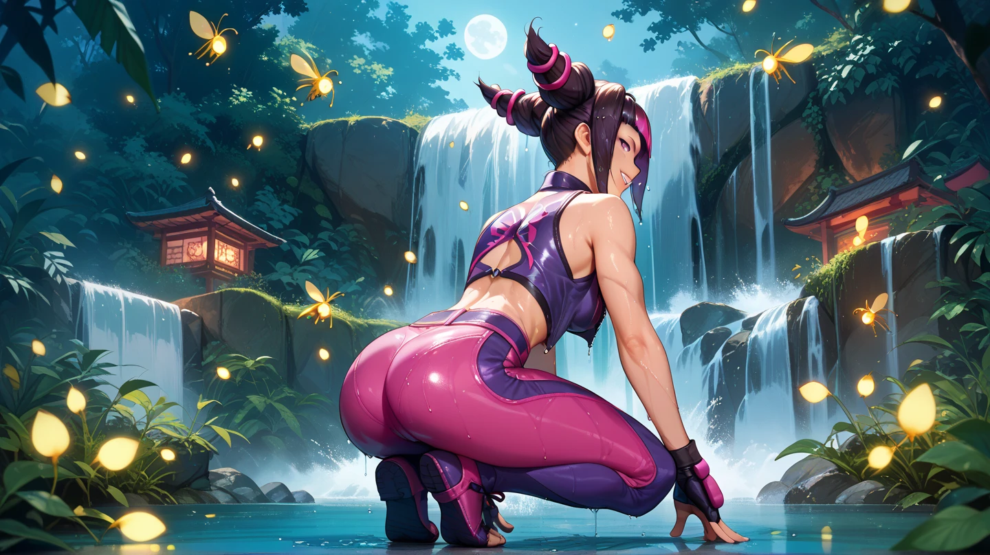 Masterpiece, best quality, absurdres, 1girl, beautiful legs, menat_holiday, crystal ball, light smile, dark skin, Green eyes, egyptian, bob cut, red dress, (black hood), black gloves,(shiny thighs),, tail, bell, bare shoulders,sexy thighs,close up,(((beautiful leg))),solo,panty shot,evil smile,from side,ass