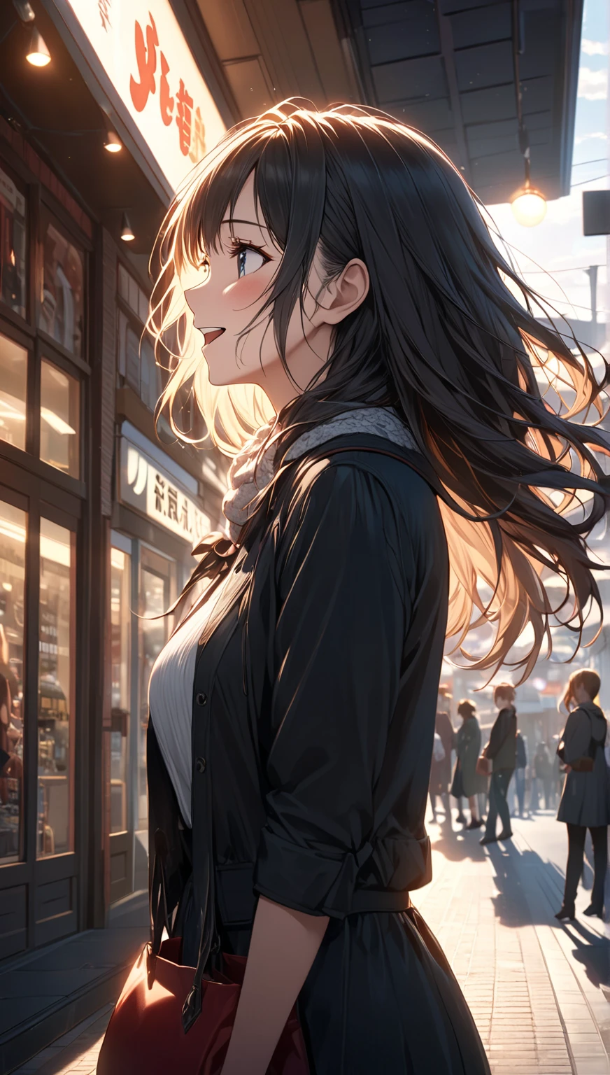 masterpiece, best quality, ultra detailed, insanely detailed, hyper detailed, woman, smiling, walking, looking at viewer, brown eyes, jitome, detailed face, light brown skin, tall, slender, sweater, shorts, teenager, japanese, outside, on the street, with shooting stars, in the evening, with rain, cel anime, sharpen, blue, ahoge, semi long, blue eyes, green background, medium shot, intense wide shot, glad, with fox ears, mole, blond