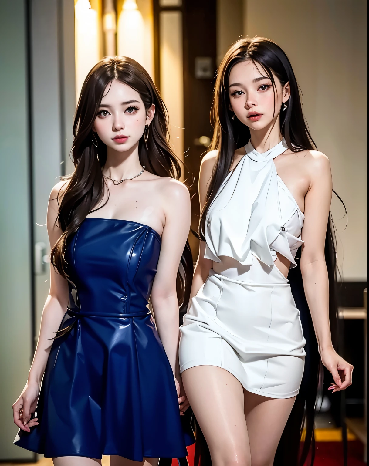 ((​masterpiece:1.4)、(top-quality:1.4)、(reallistic:1.7))、Super beautiful girl、((1girl in:1.7))、Shiny natural skin texture、Photorealistic beautiful face、((Extreme beauty portrait photography))、age19、realistic shaded perfect face、Ultra realistic digital paint beautiful girl、(Characters created by Luis Royo:1.4)、Upper body photography、Close-up photos、(Two arms:1.4、Two legs:1.4)、(perfect anatomia:1.4)、(Hands should be lowered)、perfect hand、Soft front light、beautiful countenance、kawaii faces、Beautiful udder、blue eyess、A detailed eye、Draw eyes clearly and beautifully、beautidful eyes、Narrow waist、Raw photo、Shallow depth of field、red-lips、a choker、a necklace、耳Nipple Ring、1 screen display、细致背景