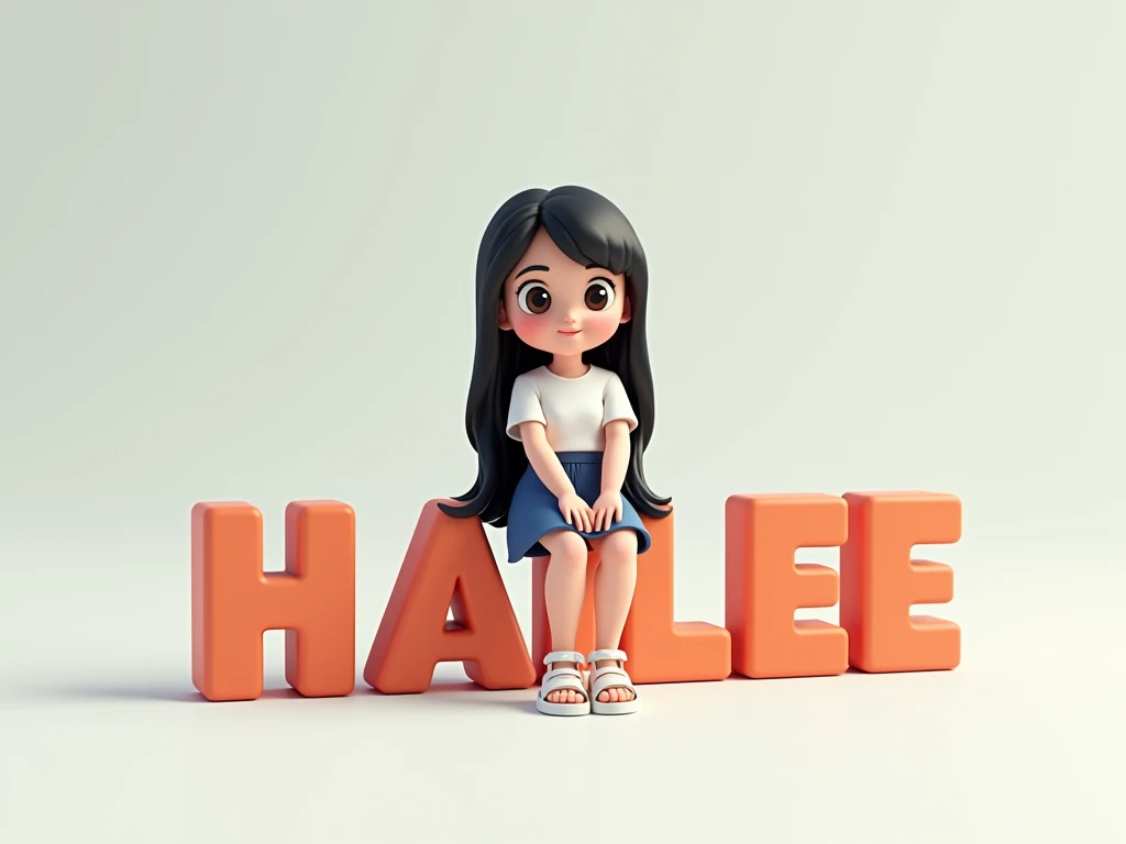 Create 3D picture of a beautiful 12 year old GIRL sitting on the white sofa set chair, the girl is wearing a neon, background wall decorate in flower and leaves and written on capital Big font white colour "SEJAL" and are green colour look like angel