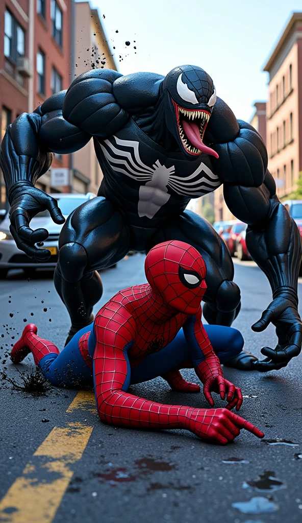 Spider-Man fights with every fiber of his being, trying to maintain control as the creature feeds his darkest doubts and fears. The villain, the enigmatic Mimic, absorbs and amplifies Peter's inner chaos, turning him into a devastating force. In the midst of the confrontation, Peter realizes that in order to defeat this threat, he will have to face the truth he fears most: the darkness within him. Retro comic style artwork, perfect composition,hyperrealistic,super detailed,high quality,sharp focus,studio photo,intricate details,highly detailed