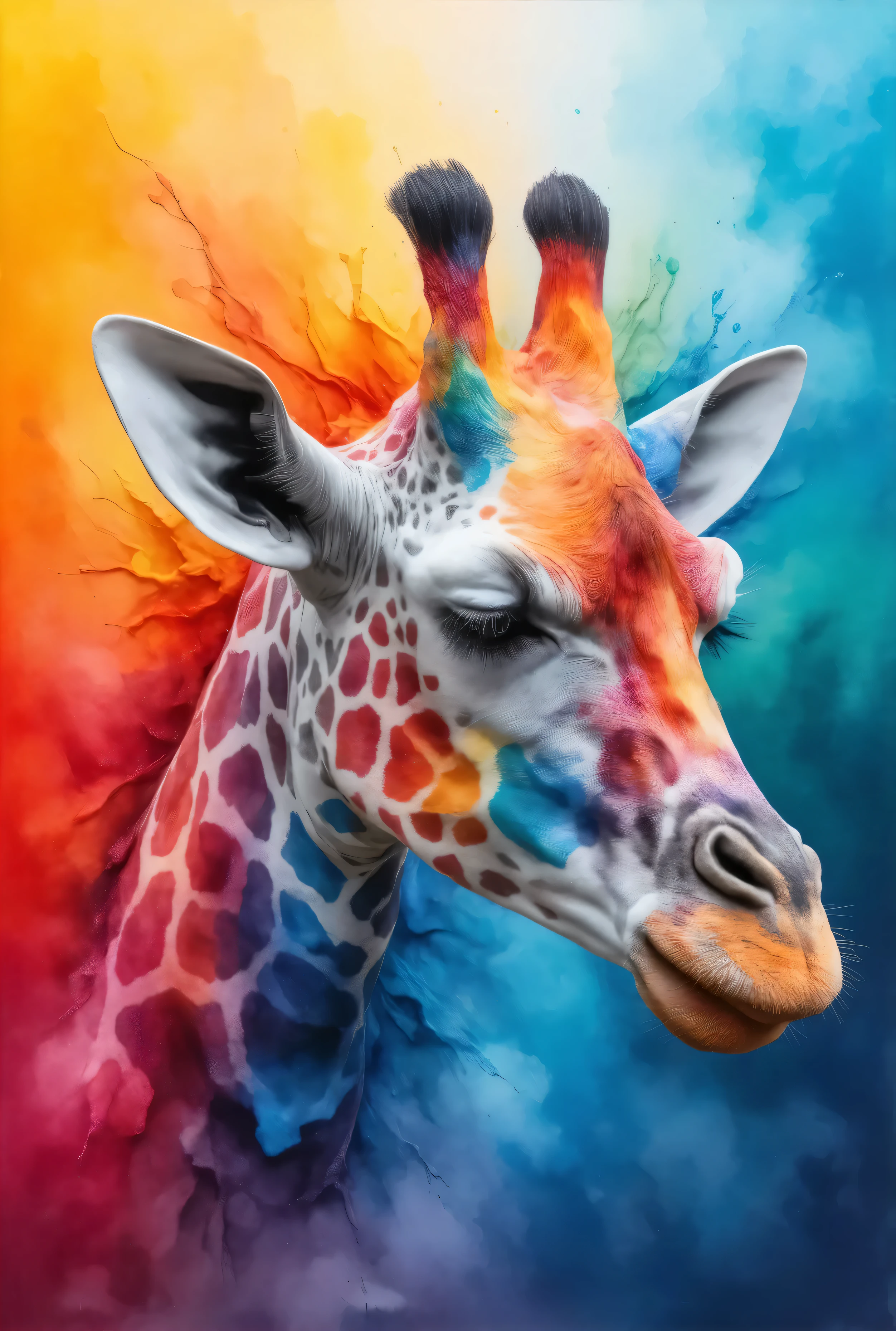  brightly colored giraffe with geometric pattern on head, vector art by derek zabrocki ,   , Neo-Fauvism,  vector art style ,  colorful illustrations,  Adobe Illustrator Art,  colorful illustrationsレーション, Vivid and stylized,  Close-up of a woman holding ,  Multicolor Vector Art ,  is the best on Adobe Stock, Vivid cartoon art,  digital art animal photography、 detailed beautiful animal glass art 、 Stained Glass Art 
