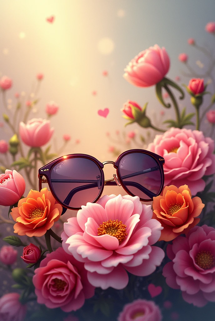 Flowers and sunglasses, romantic art