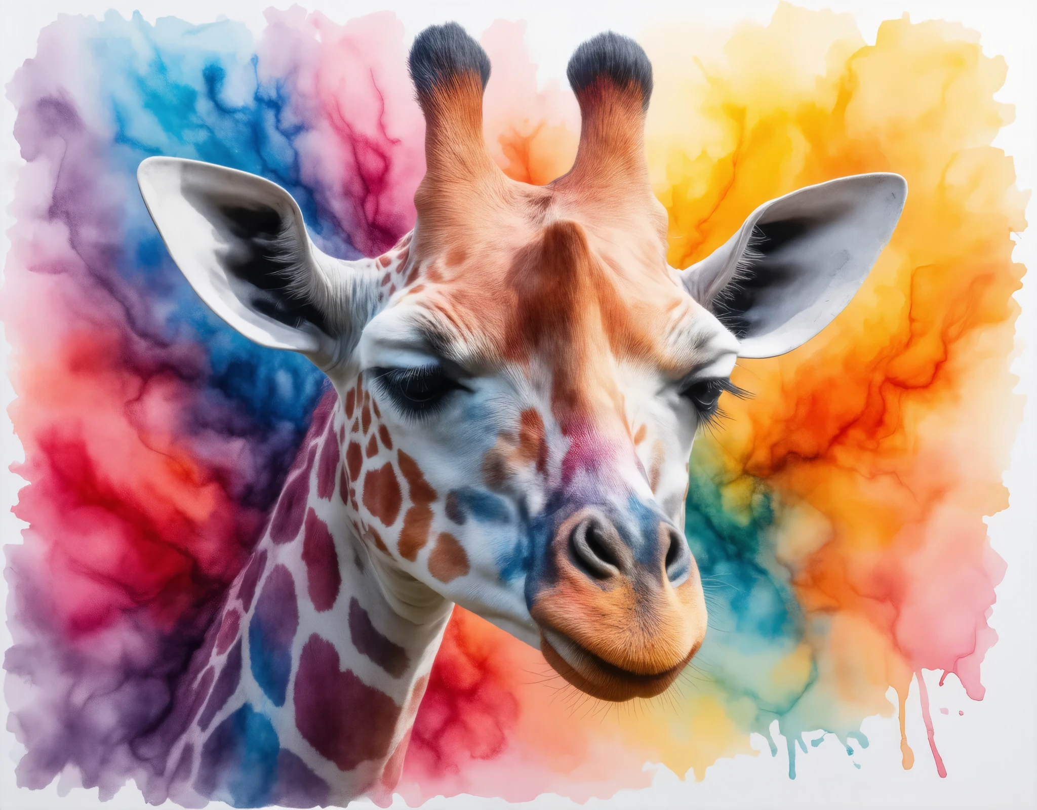 Close up of a giraffe on a colorful background , vector art inspired by Gensong Okuda, Kushi , Neo-Fauvism, digital art animal photography, vector art style , colorful illustrations, is the best on Adobe Stock, colorful illustrationsレーション, stylized digital art , Animal paintings, Multicolor Vector Art , animal illustration on background、 detailed beautiful animal、Glass Art 、 Stained Glass Art