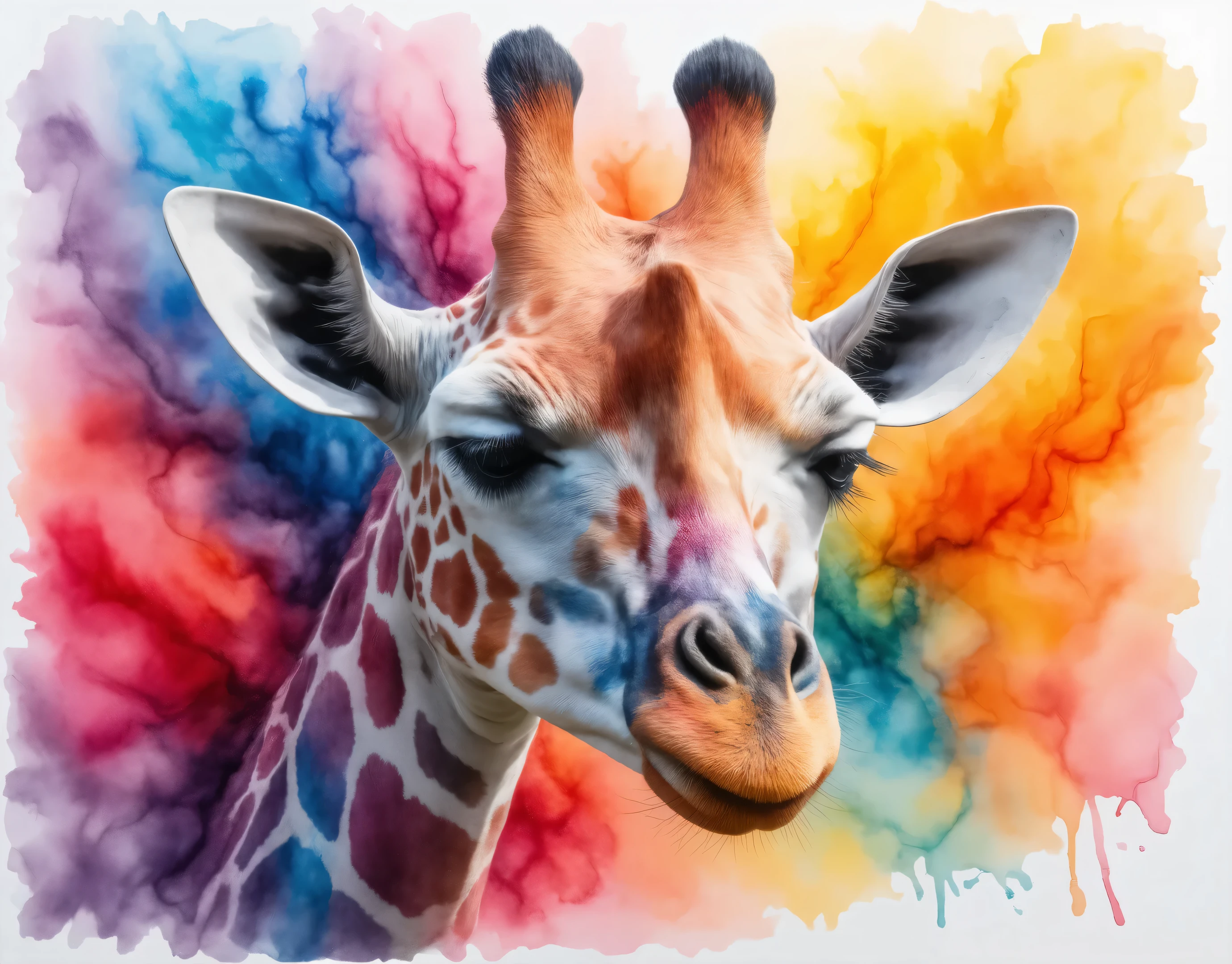 Close up of a giraffe on a colorful background ,  vector art inspired by Gensong Okuda,   Kushi  , Neo-Fauvism,  digital art animal photography,  vector art style ,  colorful illustrations,  is the best on Adobe Stock,  colorful illustrationsレーション,   stylized digital art  , Animal paintings,  Multicolor Vector Art ,  animal illustration on background、 detailed beautiful animal、Glass Art 、 Stained Glass Art 