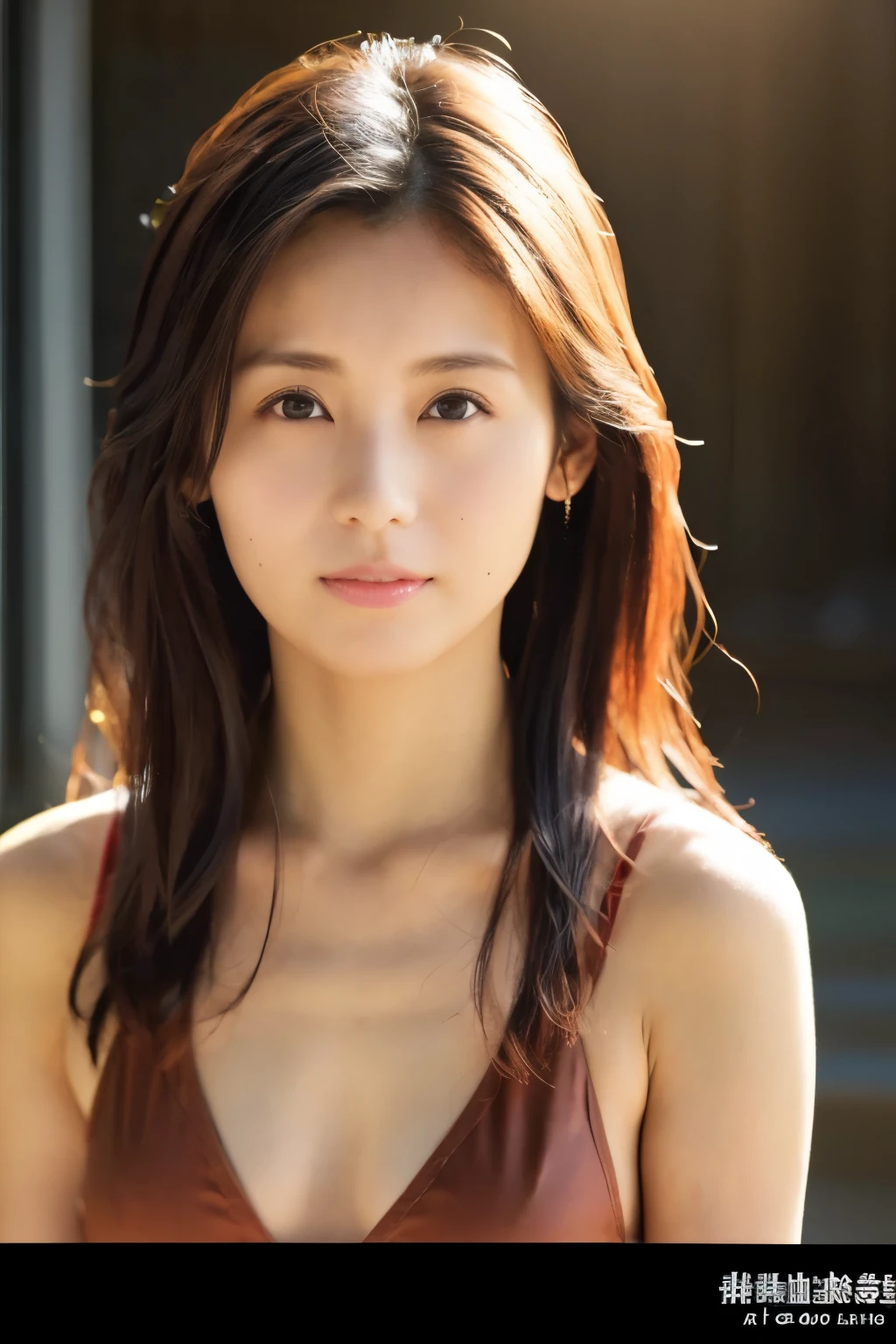 masterpiece, top quality, high definition, 16k, 8k, ((( from the side 1 girl ,Alone,))) Leads: skinny japanese woman , 3, long hair that flutters in the wind , fiddling with the camera with a faint smile, ( in the dark ), perfect eyes, detail eyes with dark dark hair, Detailsな顔, accurate human anatomy , irritated skin , 非常に Detailsな, Details, staring at the camera, Bold swimsuit, thighs,