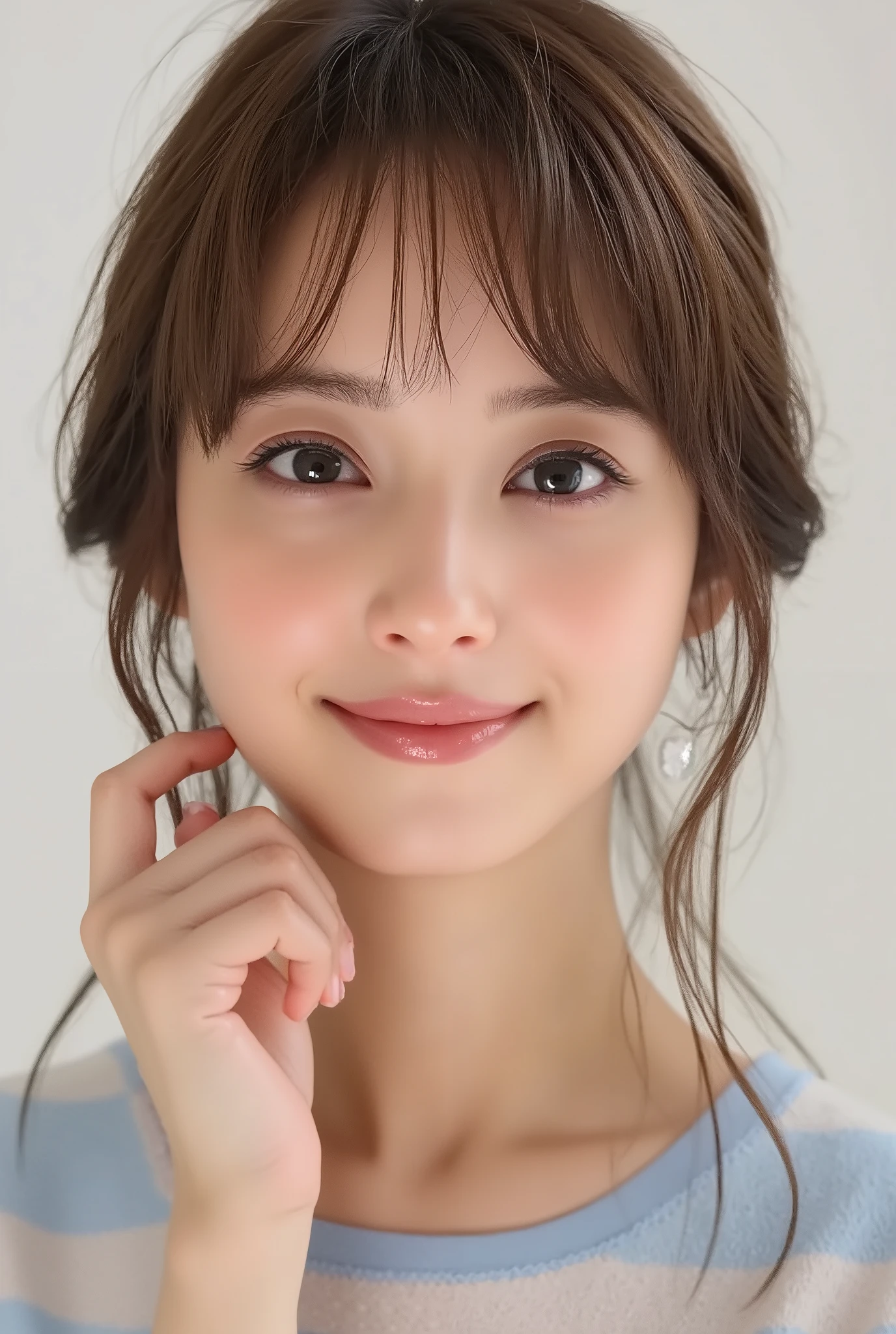 (( very accurate and accurate anatomy :1.0)), (photo  realistic:1.4), (hyper  realistic:1.4), (最高品質の realisticな肌の質感:1.4), (Improved quality:1.4), ( enhances the beauty of skin texture:1.1), Clean, glowing skin, ( realistic:1.3),  realisticなライティング, ( Smoother Lighting  :1.05), (Improving the quality of cinema lighting:0.9),  ray tracing, ( bright light:1.2), 32K,smile、 short hair 、(((Mini Wedding Dress))),  Pregnant Woman's Stomach 、 choker 、 garter、( off shoulder), 

