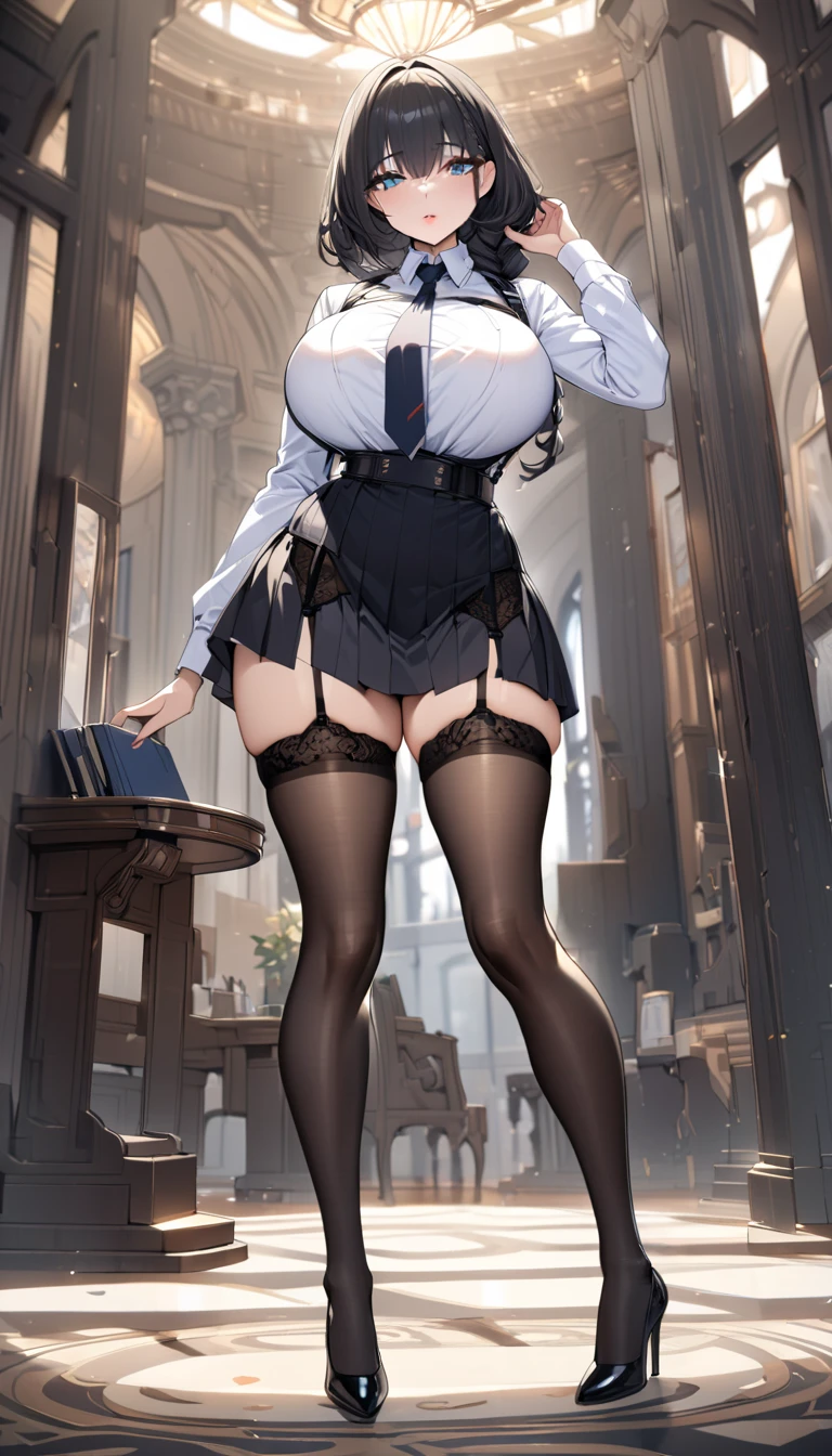 ((Biologically correct limb count))、((Full Body Shot, Full-body photo including face、Head to toe photos))、4K、masterpiece、((Focus on the face))、((Symmetrical facial features))、Eyes of meticulous depiction、One beautiful woman、Excellent style、((Naked with garter belt and garter stockings、High heels))、Detailed Description、Small earrings、necklace、Low - Angle、Looking up、(((足のBook数は2Book)))、Embarrassed look、Close-up photo of the whole body